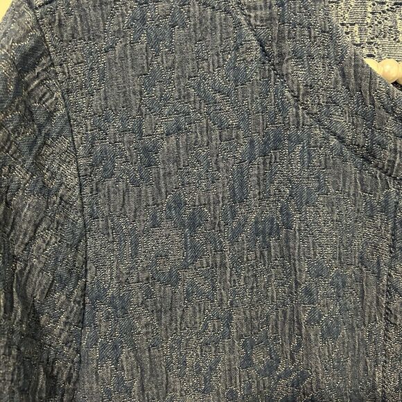 Pure Jill Jacket Womens M Blue Indigo Floral Jacquard Textured Boho Mature Offic - Picture 6 of 10